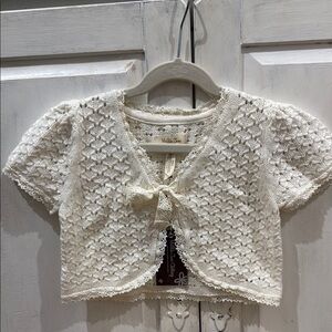 White Lace Knit Cardigan